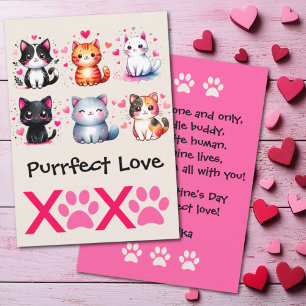 Purrfect Love Schattigee Cat Thema Valentijn Feestdagenkaart