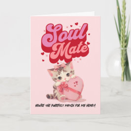 Purrfect Match Retro Kity Valentine’s Day Card Feestdagen Kaart