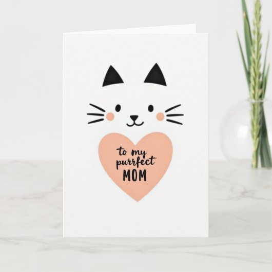Purrfect Mom Love Cat Card Kaart (Voorkant)