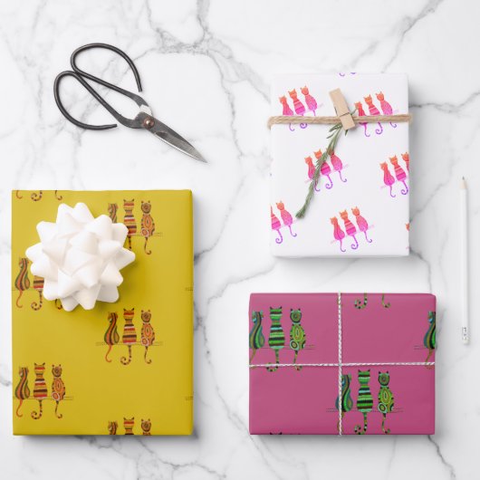 Purrfect Moments Cat-geïnspireerd Wrapping Papier Inpakpapier Vel (Voorkant)