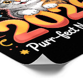 Purrfect New Year 2026 Cute Cat Fireworks Celebrat Poster (Hoek)