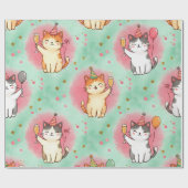 Purrfect Party Cats – Festive Celebration Pattern Cadeaupapier (Vlak)