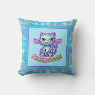 Purrfect Plaid Kitten Cartoon omkeerbaar Kussen