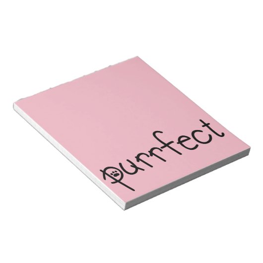 Purrfect roze notitiepad voor elk kattenliefhebber notitieblok (Schuin)