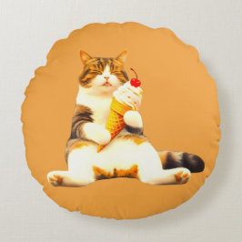 Purrfect Slapend – Kat Houdt IJshoorn Vaste Rond Kussen