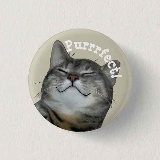 Purrfect Smilling smug kitty cat Ronde Button 3,2 Cm (Voorkant)