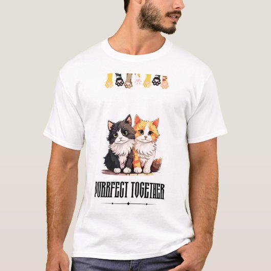  Purrfect Together – Cute Cat Couple T-Shirt (Voorkant)