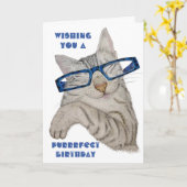 Purrfect Verjaardag Schattigee Kat in Specificatie Kaart (Gele Bloem)