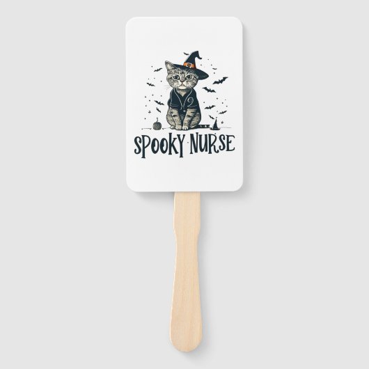 Purrfect voor Nachtdiensten - One Spooky Nurse Cat Handwaaier (Voorkant)