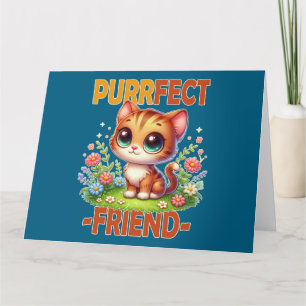 Purrfect Vriend pun Schattigee oranje kat kitten c Bedankkaart
