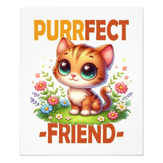 Purrfect Vriend pun Schattigee oranje kat kitten c Foto Afdruk (Voorkant)