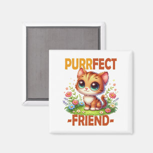 Purrfect Vriend pun Schattigee oranje kat kitten c Magneet