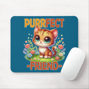 Purrfect Vriend pun Schattigee oranje kat kitten c Muismat