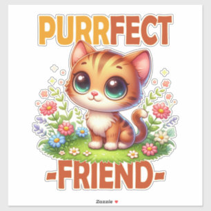 Purrfect Vriend pun Schattigee oranje kat kitten c Sticker