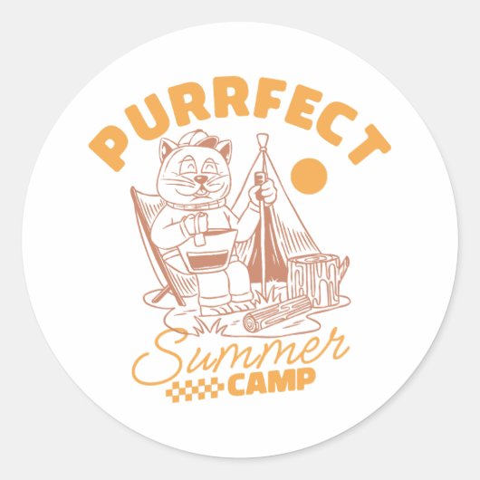 Purrfect Zomerkamp –  Cat Ronde Sticker (Voorkant)