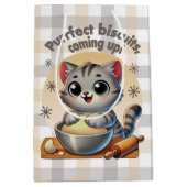 "Purrfecte biscuits, komen eraan" Kneedende Kat Medium Cadeauzakje (Voorkant)