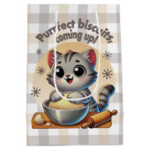 "Purrfecte biscuits, komen eraan" Kneedende Kat Medium Cadeauzakje (Achterkant)
