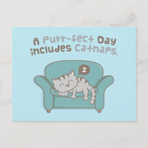 Purrfecte dag met katten slaapjes kat woordgrap hu briefkaart
