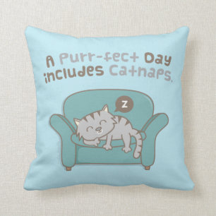 Purrfecte Dag met Katteslaapjes Kat Puns Humor Kus Kussen