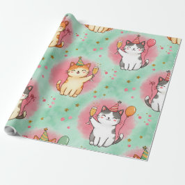 Purrfecte Feestkatten – Festiviteitspatroon Cadeaupapier