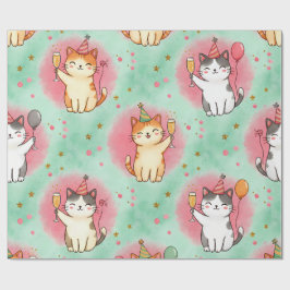 Purrfecte Feestkatten – Festiviteitspatroon Cadeaupapier