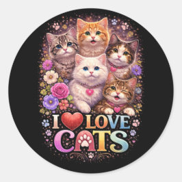 Purrfecte Hartjes Ronde Sticker