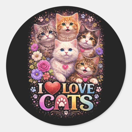 Purrfecte Hartjes Ronde Sticker (Voorkant)