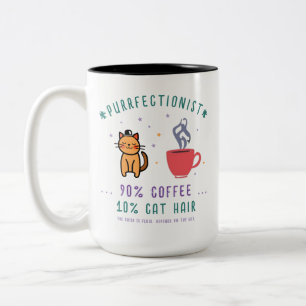 Purrfecte koffiekat minnaar grappige quote tweekleurige koffiemok