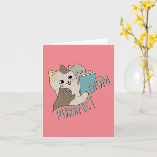 Purrfecte Moeder Kaart (Gele Bloem)