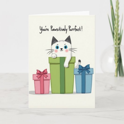 Purrfecte Moederdag Gift Box Kaart (Voorkant)