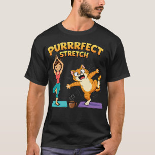Purrfecte Stretch Grappige Kat Yoga Shirt Koffie L