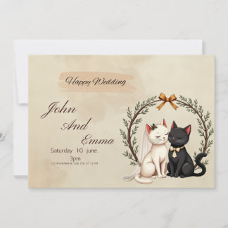 Purrfecte Unie: John en Emma's Whimsicale Trouwen  Kaart