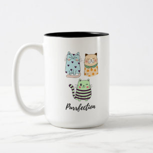 Purrfectie Moppige Kawaii Patroon Katten Kunst Tweekleurige Koffiemok