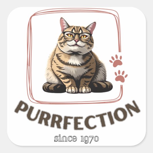 Purrfection Since 1970 Vierkante Sticker (Voorkant)