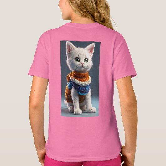 "Purrfection: Voor & Achter Schattige Kitten Bliss T-shirt (Achterkant)