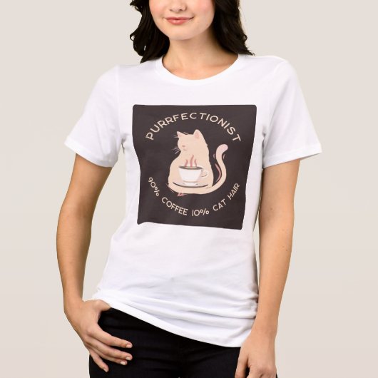 Purrfectionist Coffee and Cat Lover Funny Quote Tri-Blend Shirt (Voorkant)