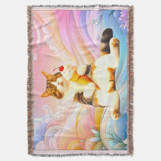 Purrfectly Asleep – Cat Holding Ice Cream Cone Deken (Voorkant Verticaal)