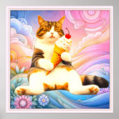 Purrfectly Asleep – Cat Holding Ice Cream Cone Poster (Voorkant)