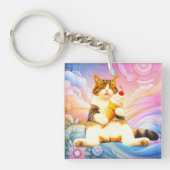 Purrfectly Asleep – Cat Holding Ice Cream Cone Sleutelhanger (voorkant)