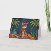 Purrfectly Bewitching Tropical Halloween Cat Card Bedankkaart (Voorkant)