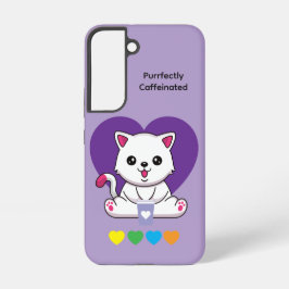 Purrfectly Caffeinated Coffee Cat Case Samsung Galaxy Hoesje