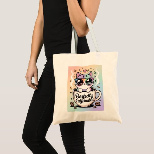 Purrfectly Caffeinated Tote Bag (Voorkant (product))