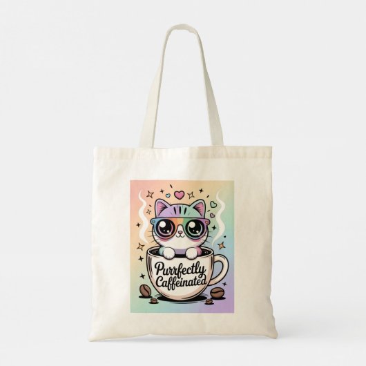 Purrfectly Caffeinated Tote Bag (Achterkant)