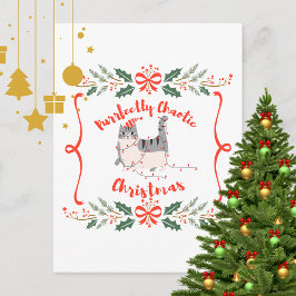 Purrfectly Chaotic Christmas Funny Holiday Cat Briefkaart