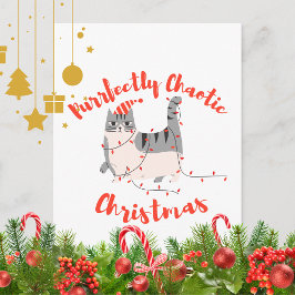 Purrfectly Chaotic Christmas Funny Holiday Cat Briefkaart