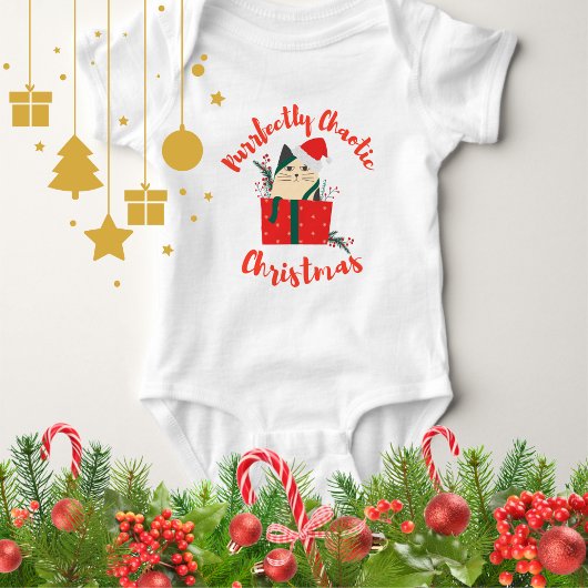 Purrfectly Chaotic Christmas Funny Holiday Cat Romper