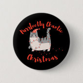 Purrfectly Chaotic Christmas Funny Holiday Cat Ronde Button 5,7 Cm (Voorkant)