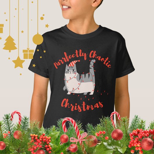 Purrfectly Chaotic Christmas Funny Holiday Cat T-shirt