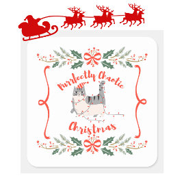 Purrfectly Chaotic Christmas Funny Holiday Cat Vierkante Sticker