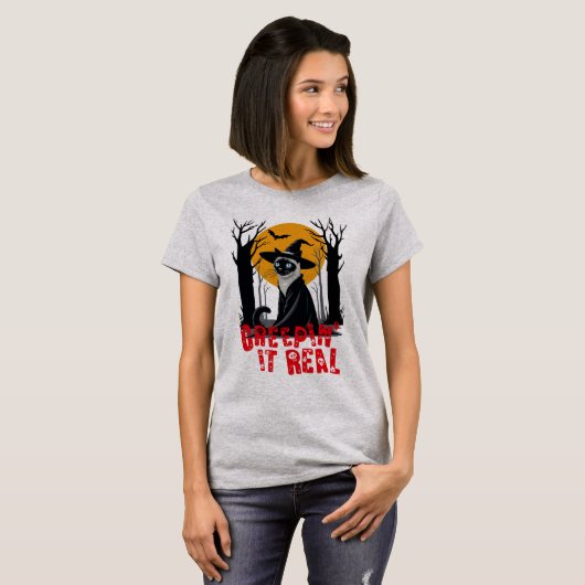 Purrfectly Creepin' It Real T-shirt (Voorkant volledig)